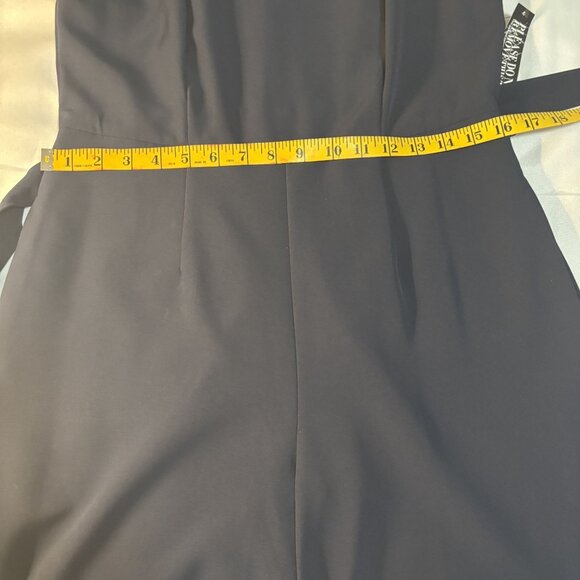 Sleeveless Navy Blue Wide-Leg Jumpsuit With Button Details & Belted Waist - Picture 8 of 8